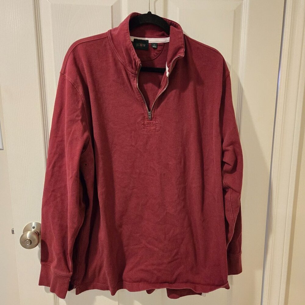 J Crew Half Zip Rugby Shirt Maroon XL